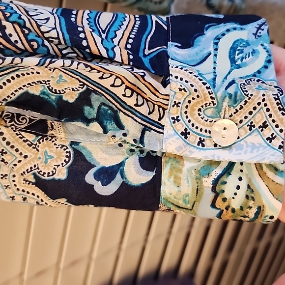 Chico's Blue Paisley Print Long Tunic  Sz 3 - Picture 4 of 8